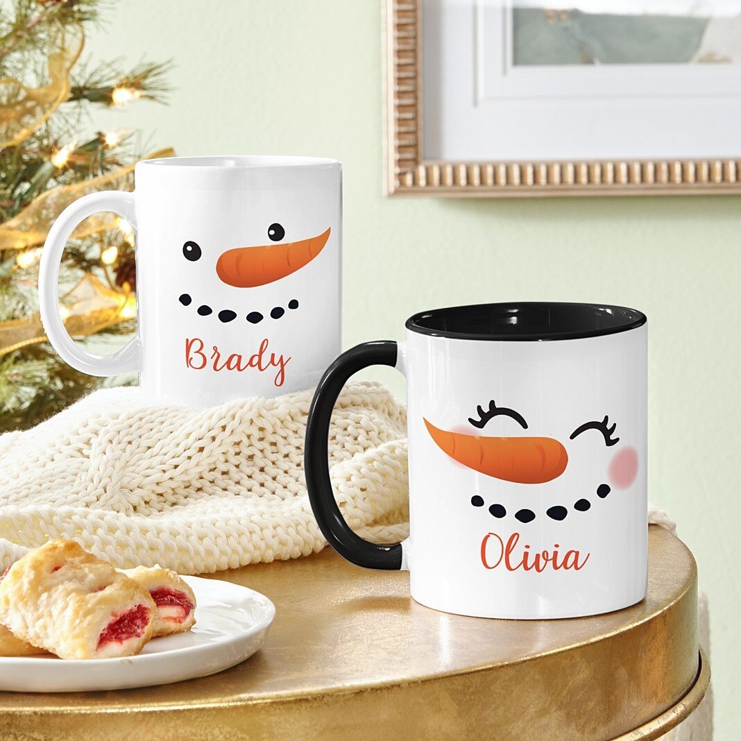 Conjunto de muñeco de nieve de pareja alegre