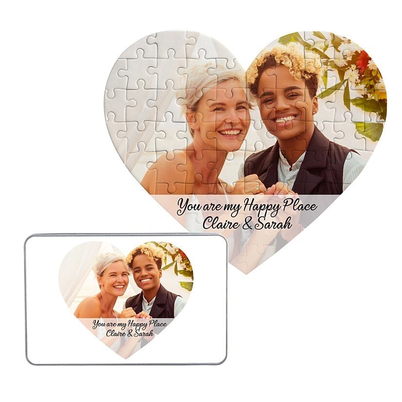 Rompecabezas de corazón con foto perfecta (foto (con mensaje))
