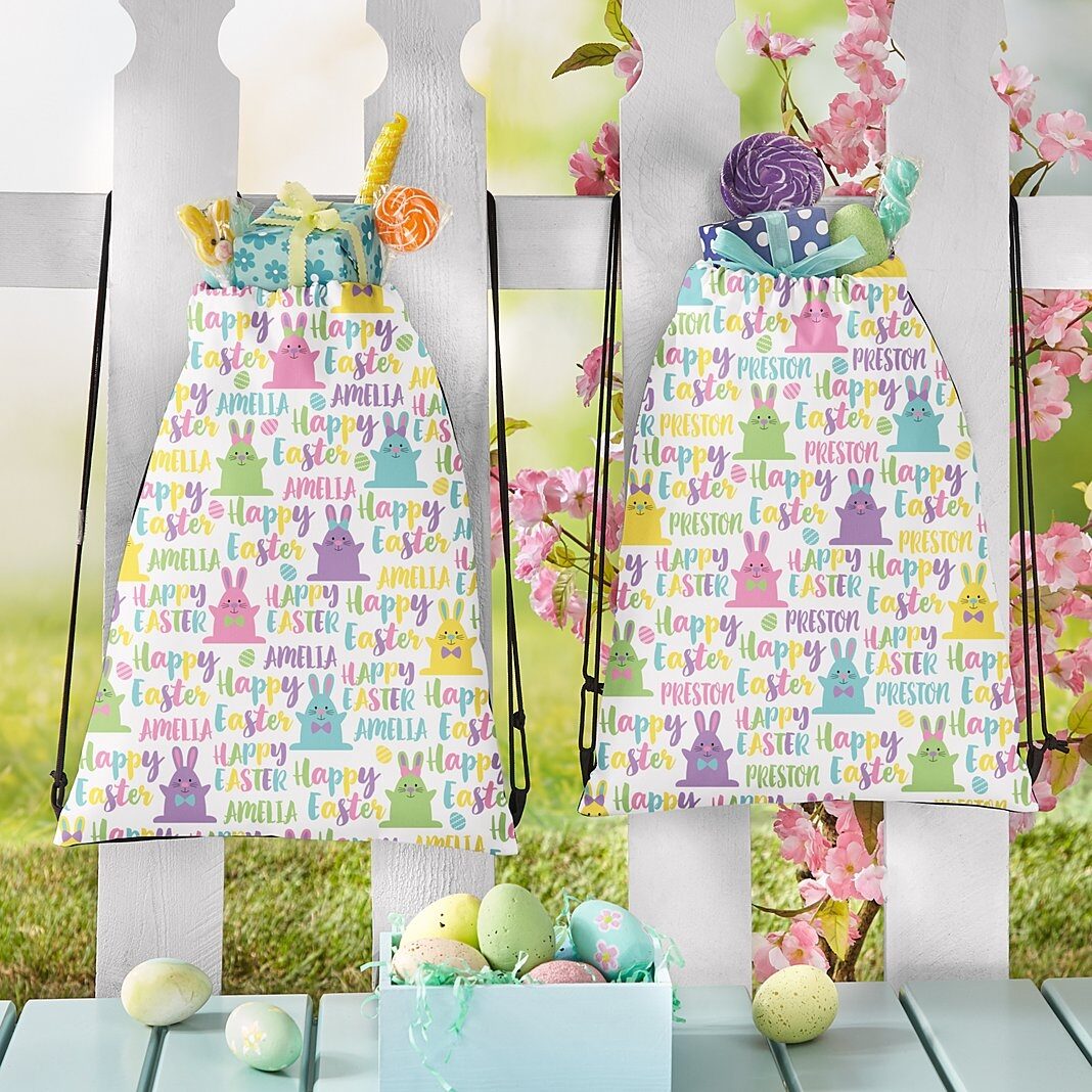 Nueva bolsa con cordón y estampado integral de Pascua de Hoppy