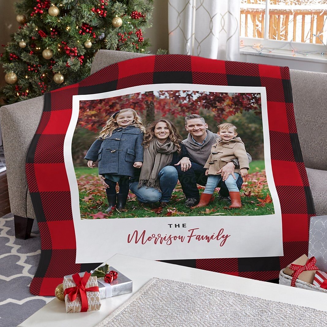 Manta de felpa con foto de cuadros de Papá Noel