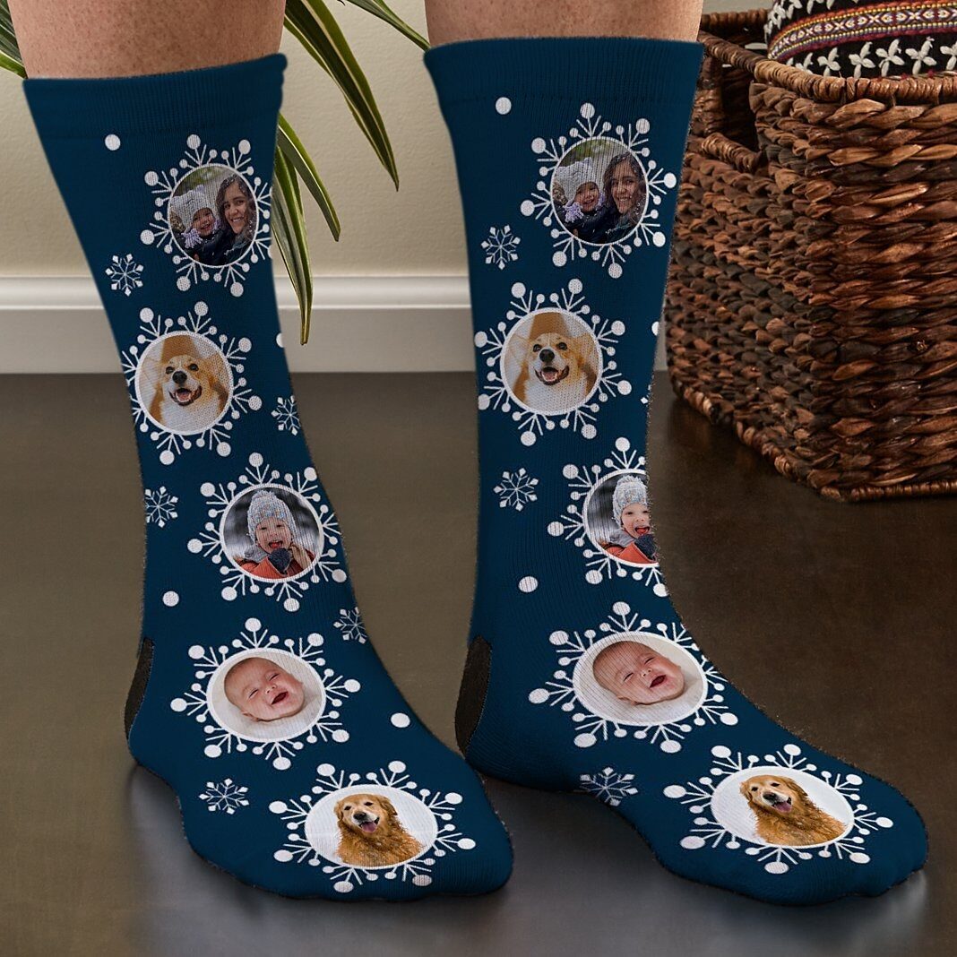 Calcetines con foto de copo de nieve