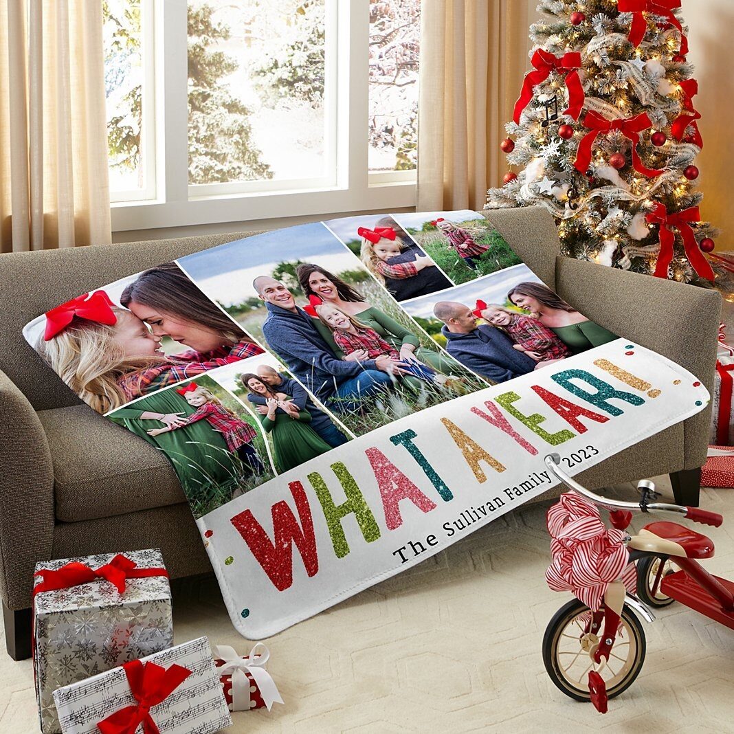 ¡Qué año! Manta de peluche con collage de fotos