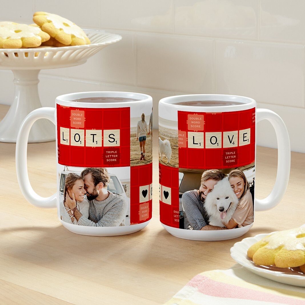 Taza con foto de Scrabble® con mucho amor