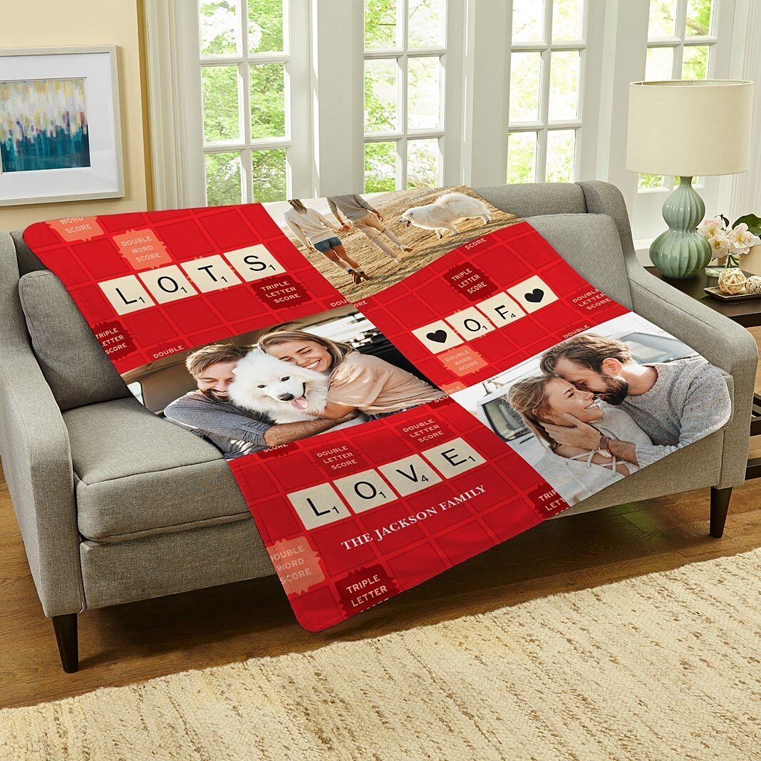 Manta de peluche con foto "Scrabble® Lots of Love"