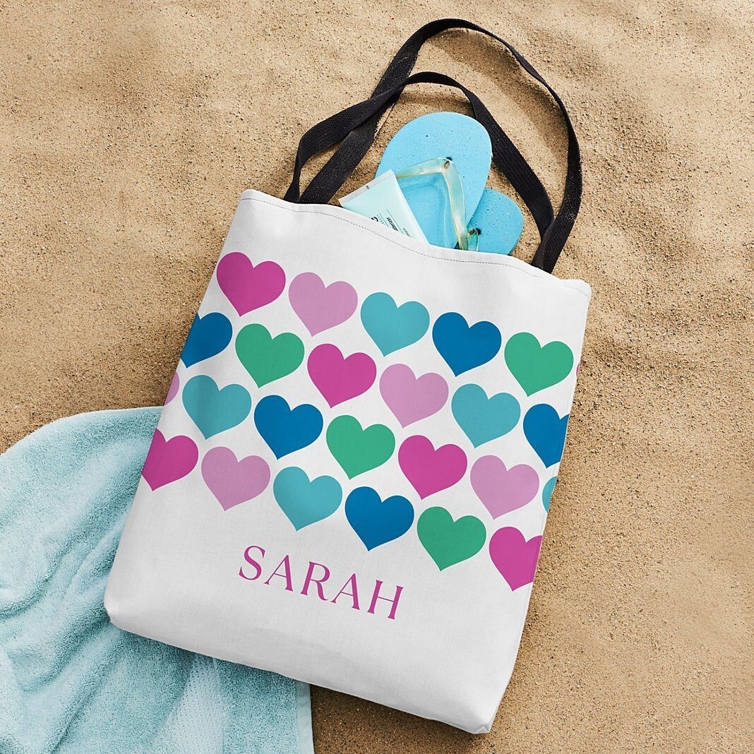 Bolso tote con corazones de colores