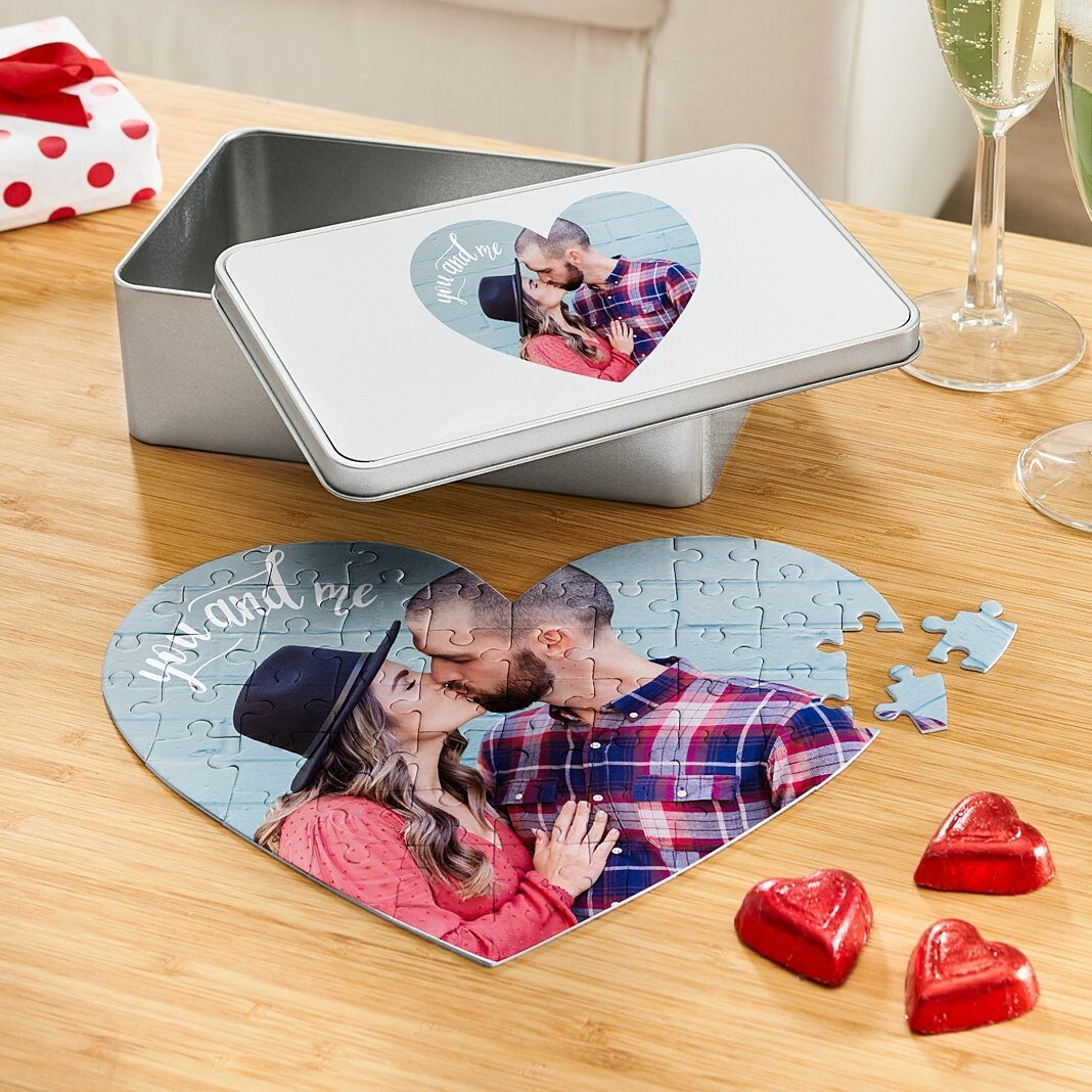 Rompecabezas fotográfico de corazón "Tú y yo"