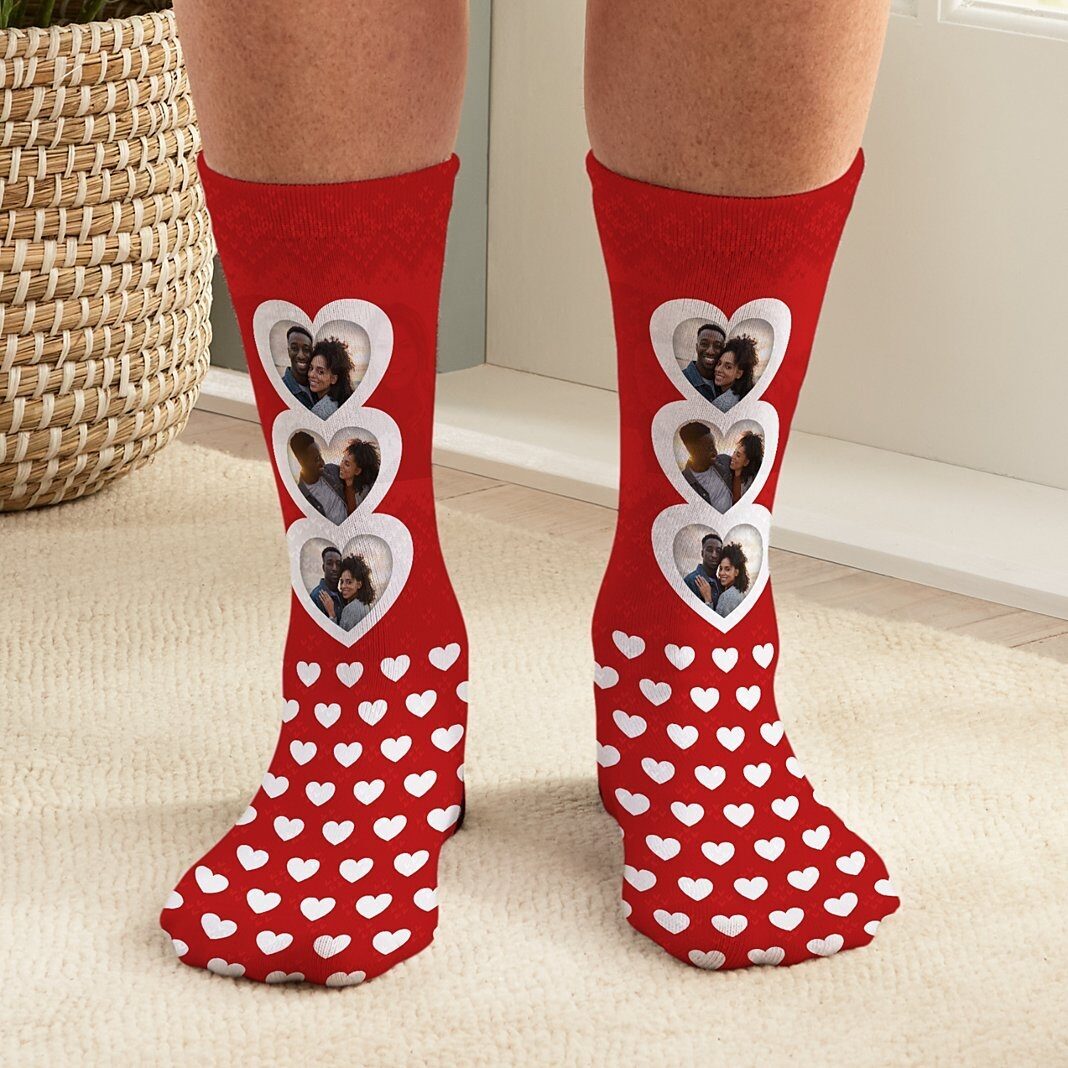 Calcetines con fotos de corazones