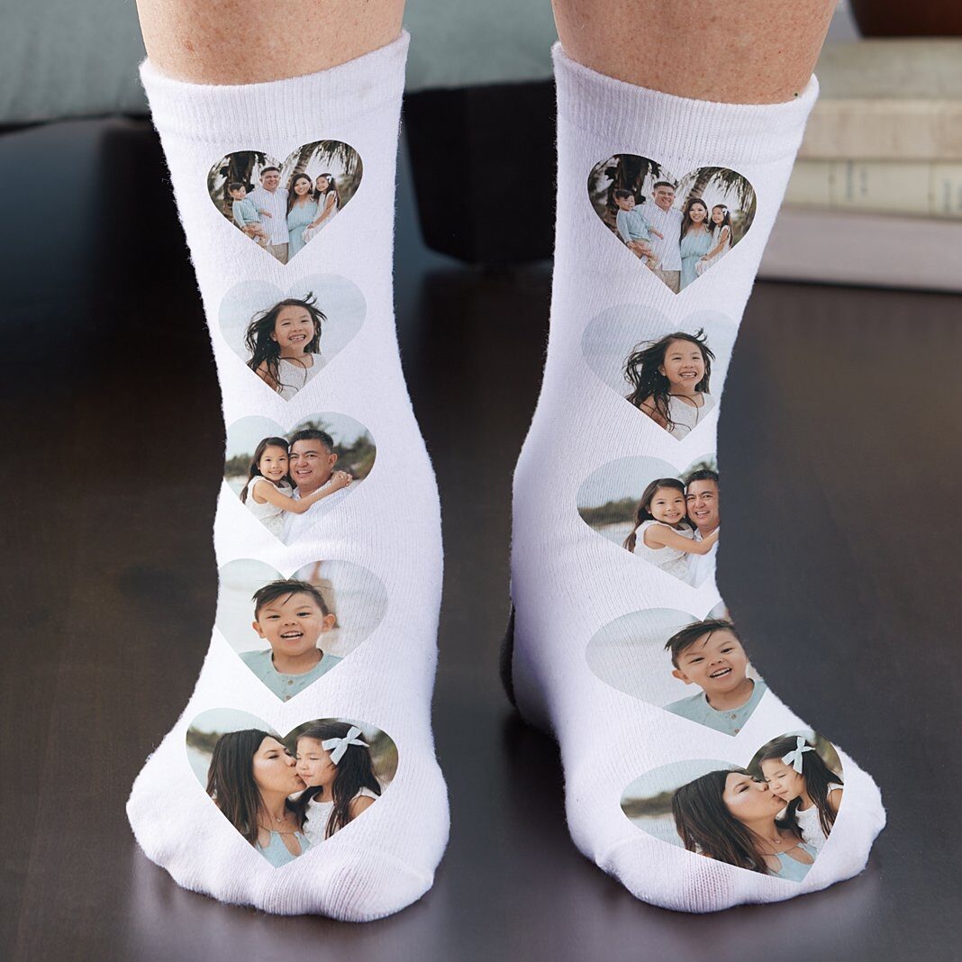Calcetines con fotos de corazones múltiples