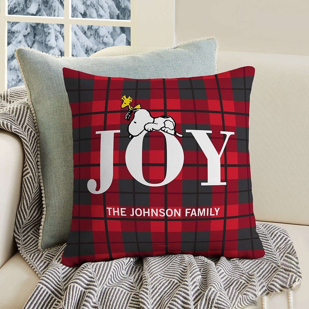 Almohada decorativa con la frase PEANUTS Joy