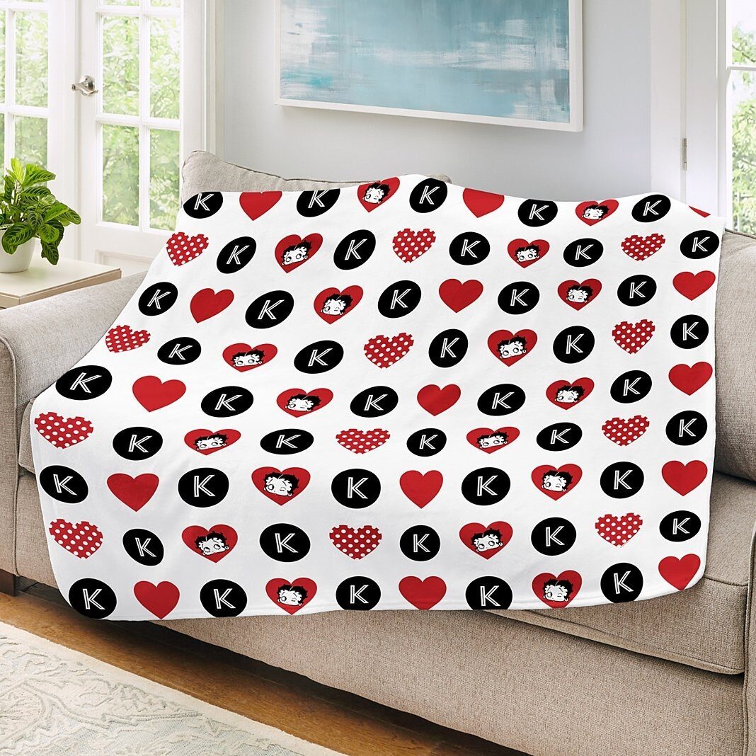 Manta de felpa con estampado de corazones y lunares de Betty Boop