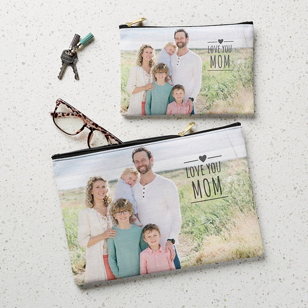 Bolsa con cremallera con foto de corazón feliz