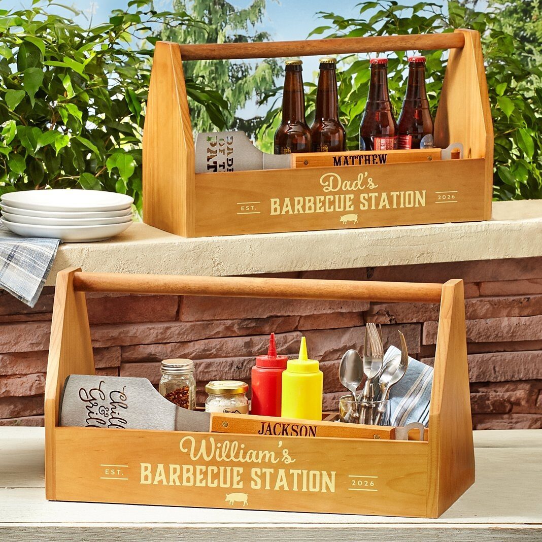 Estación de barbacoa con carrito de madera para barbacoa