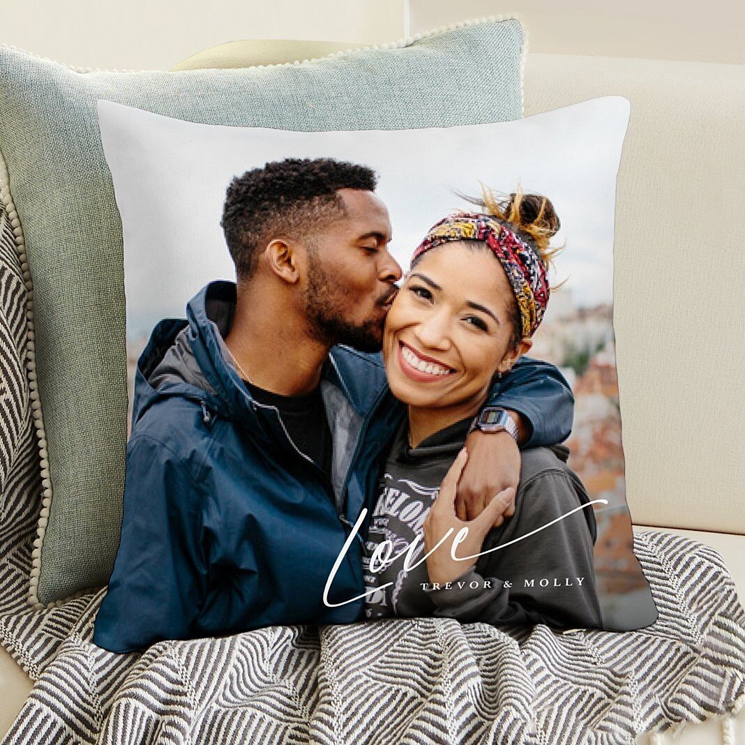 Cojín decorativo con foto de amor