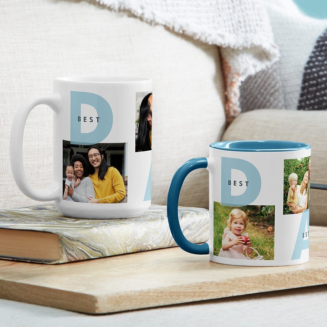 Taza con collage de fotos de papá establecido