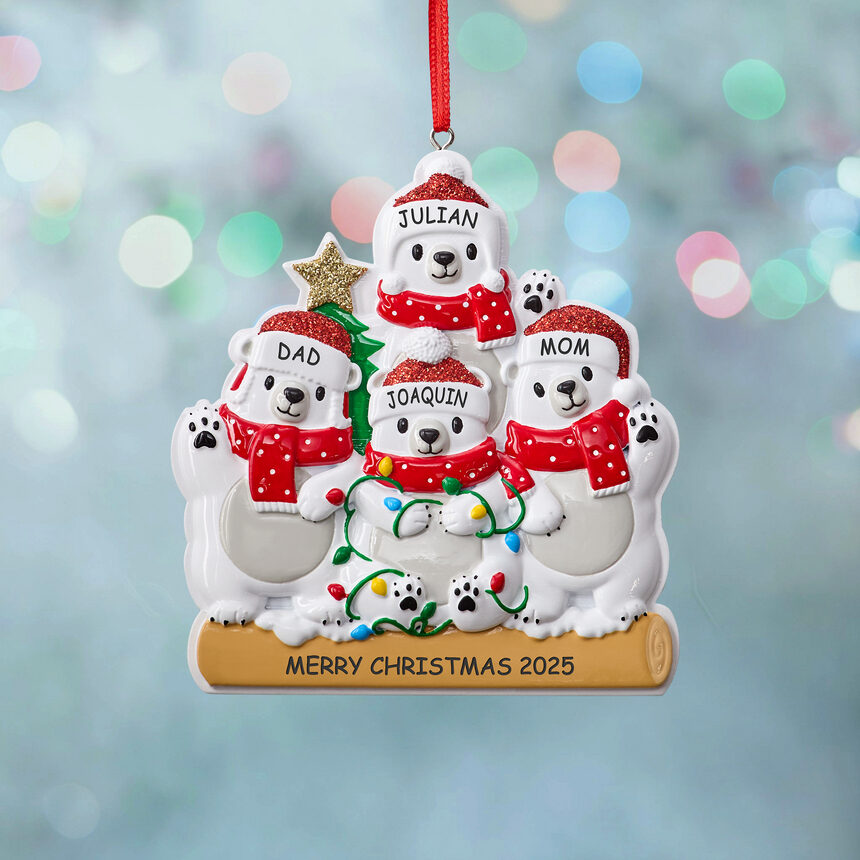 Adorno navideño familiar de osos