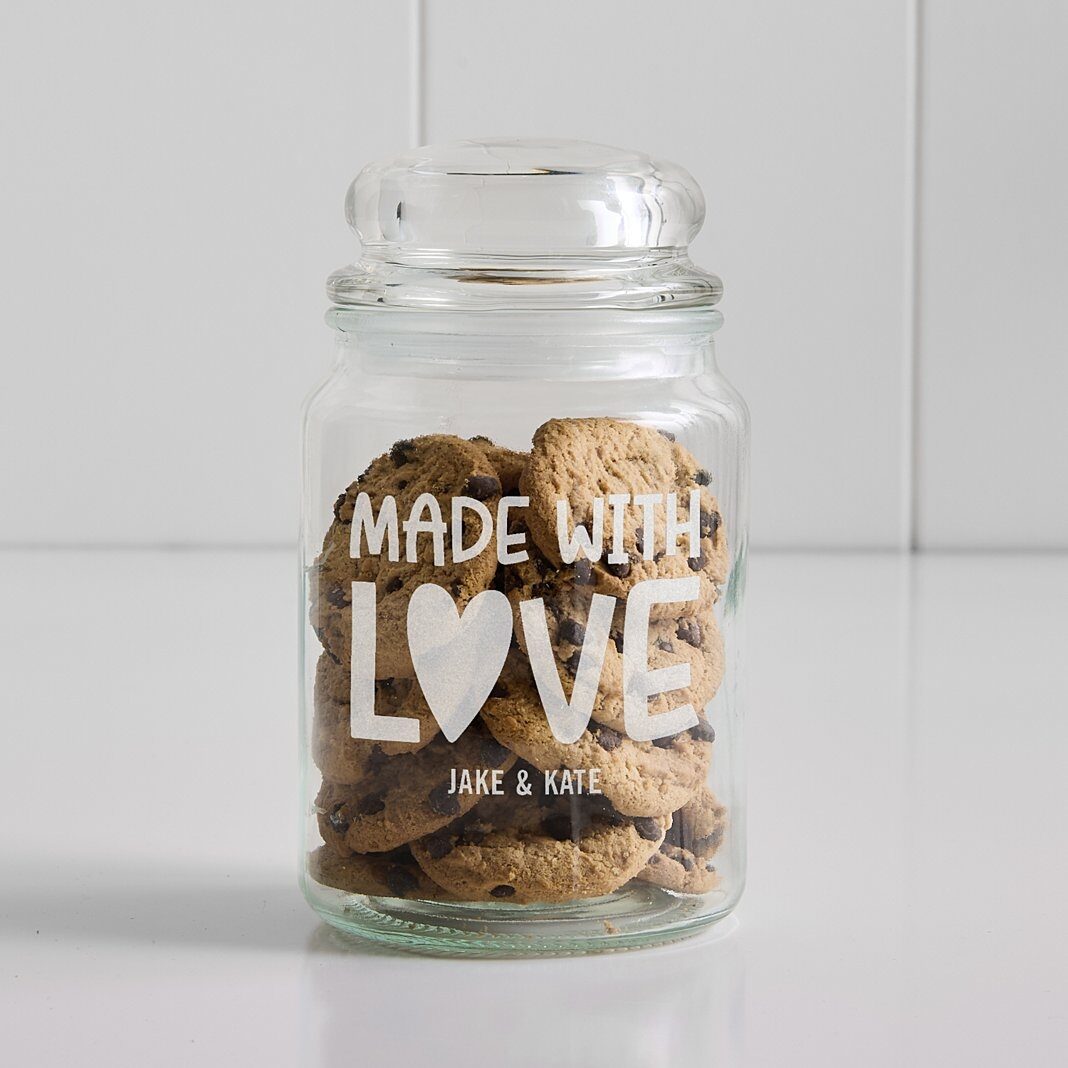 Tarro de cristal para dulces hecho con amor