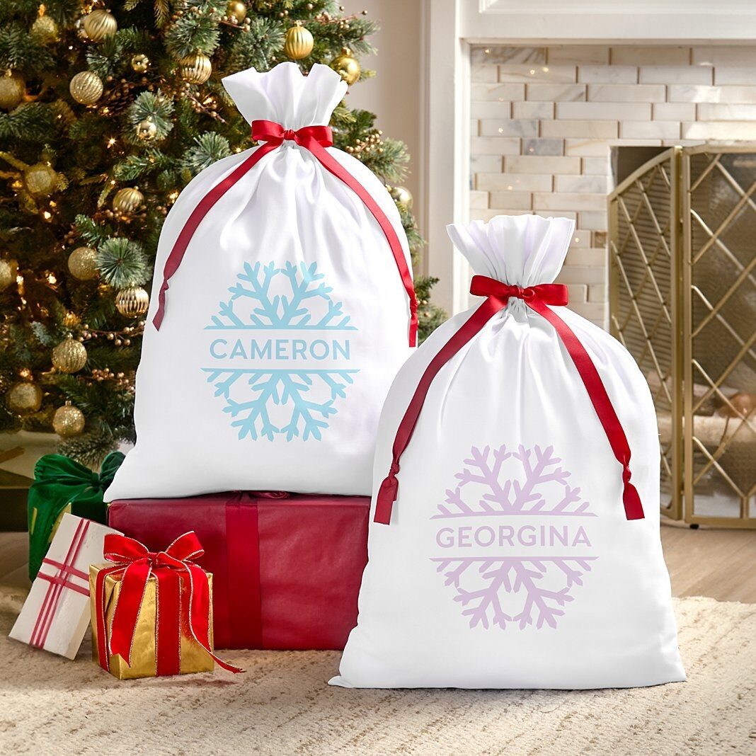 Nueva bolsa de regalo extragrande con nombre de copo de nieve