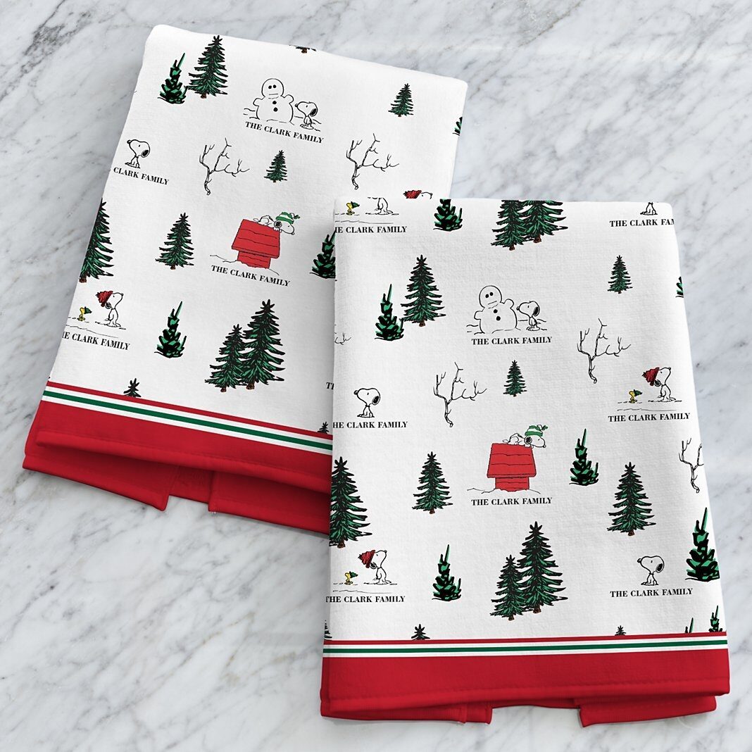 Nueva toalla de cocina con estampado integral de Snoopy de invierno de PEANUTS