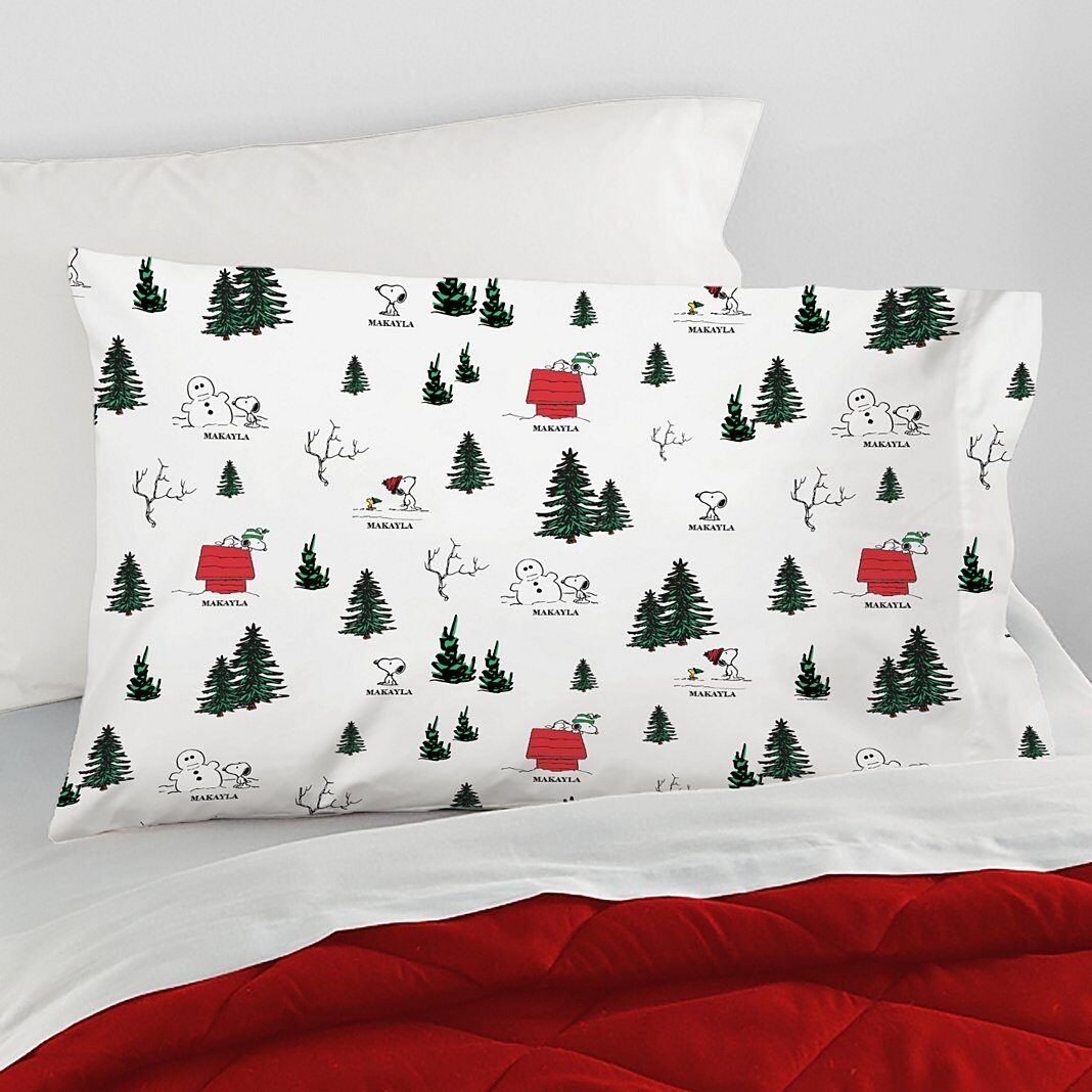 Nueva funda de almohada con estampado integral de Snoopy de invierno de PEANUTS