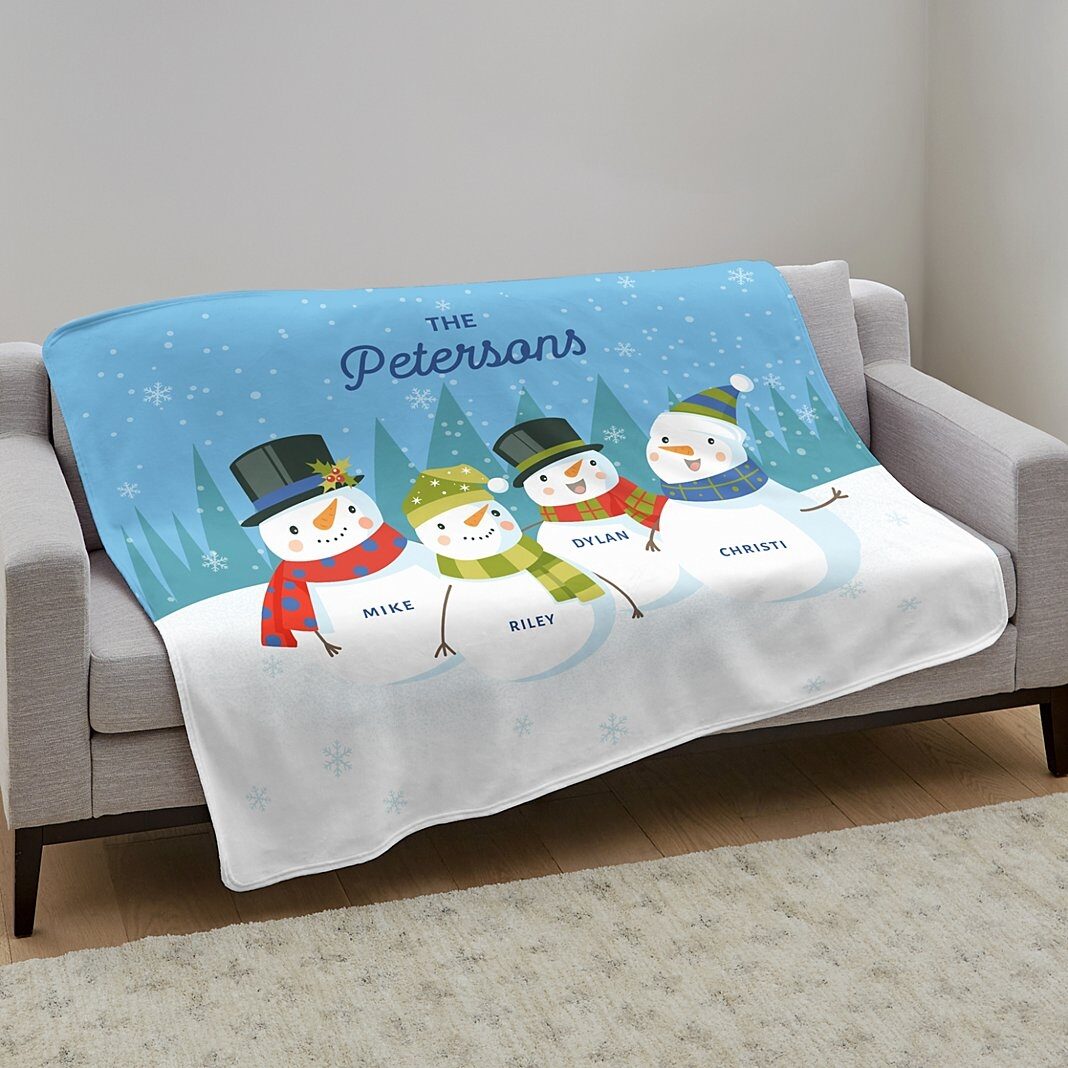 Nueva manta para ver películas en familia con muñecos de nieve
