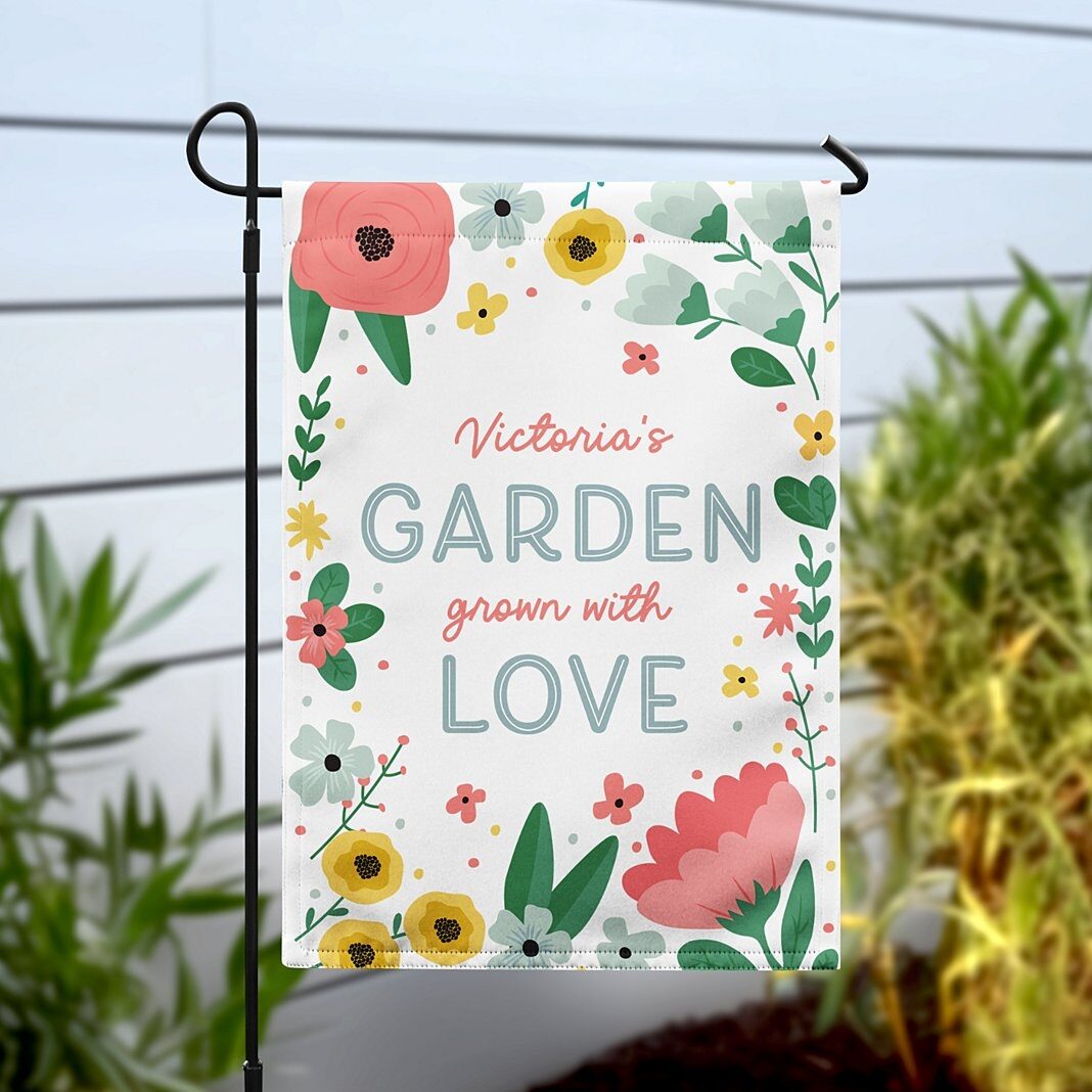 Bandera de jardín cultivada con amor
