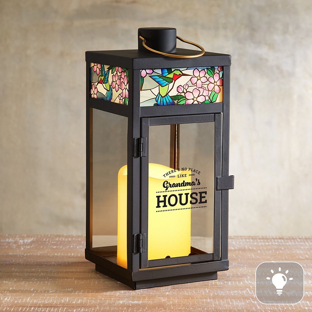 Linterna de vitral con forma de colibrí