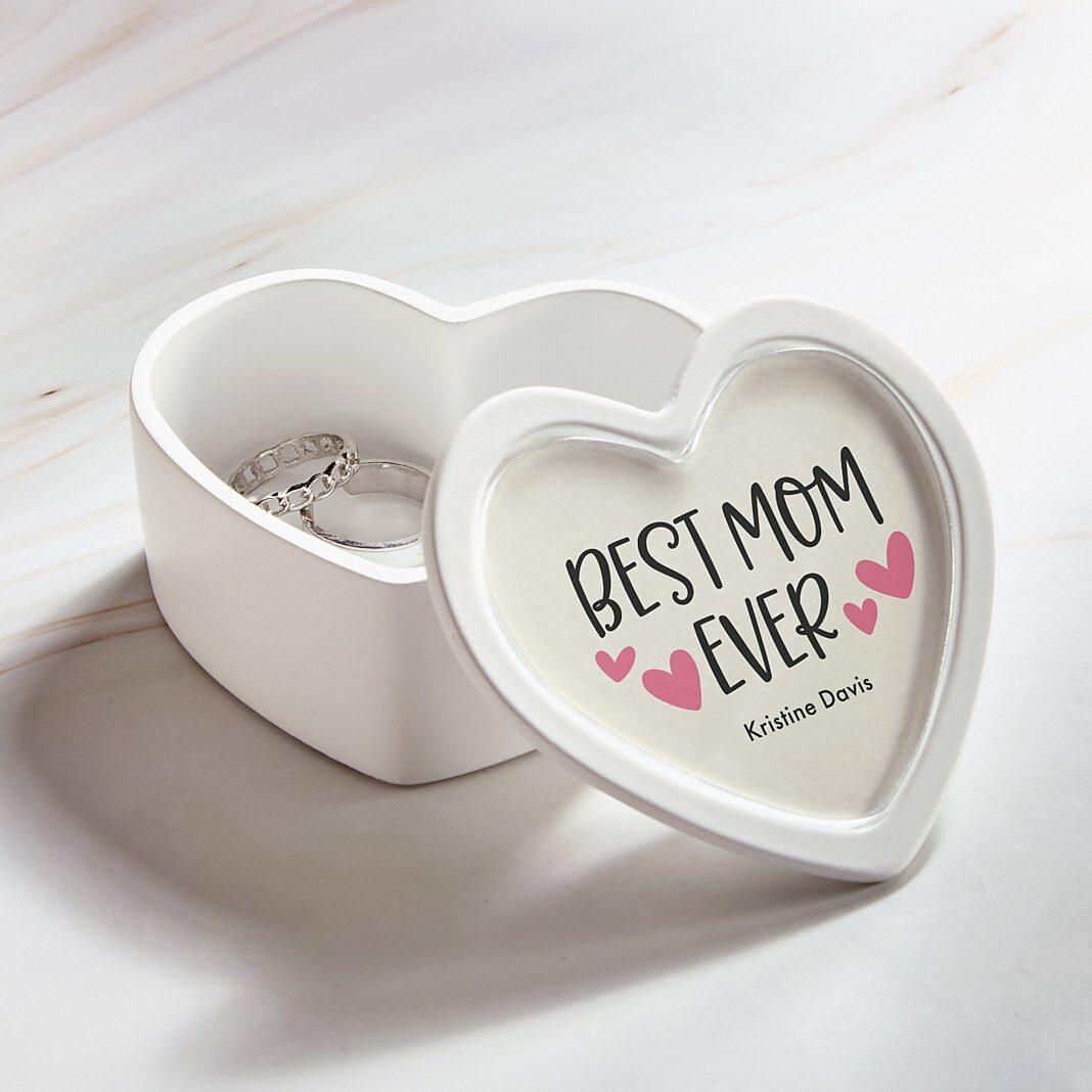 Caja de recuerdos con forma de corazón para la mejor mamá del mundo
