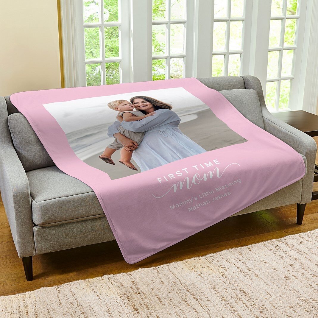 Manta de peluche con foto de bendición para mamá primeriza