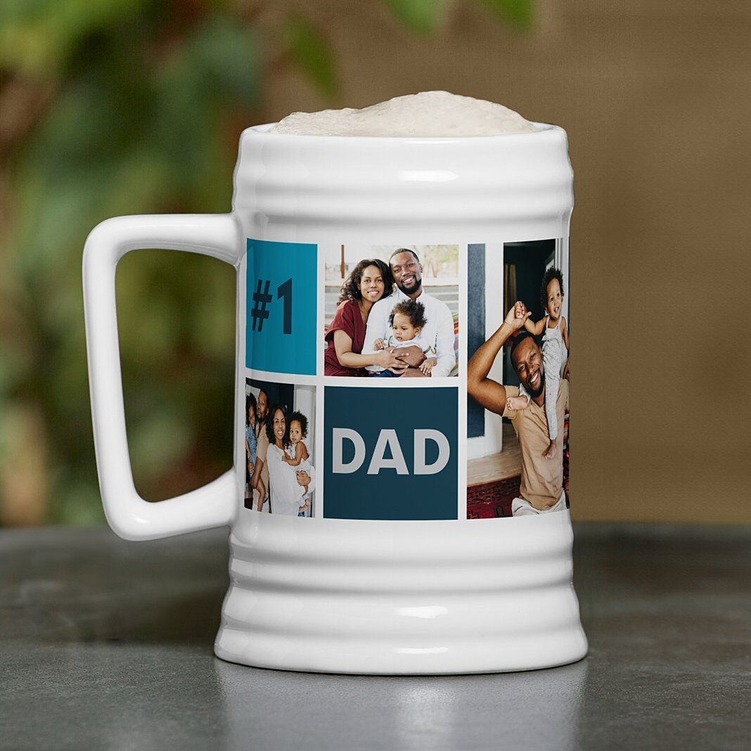 Jarra de cerveza con foto de papá n.° 1