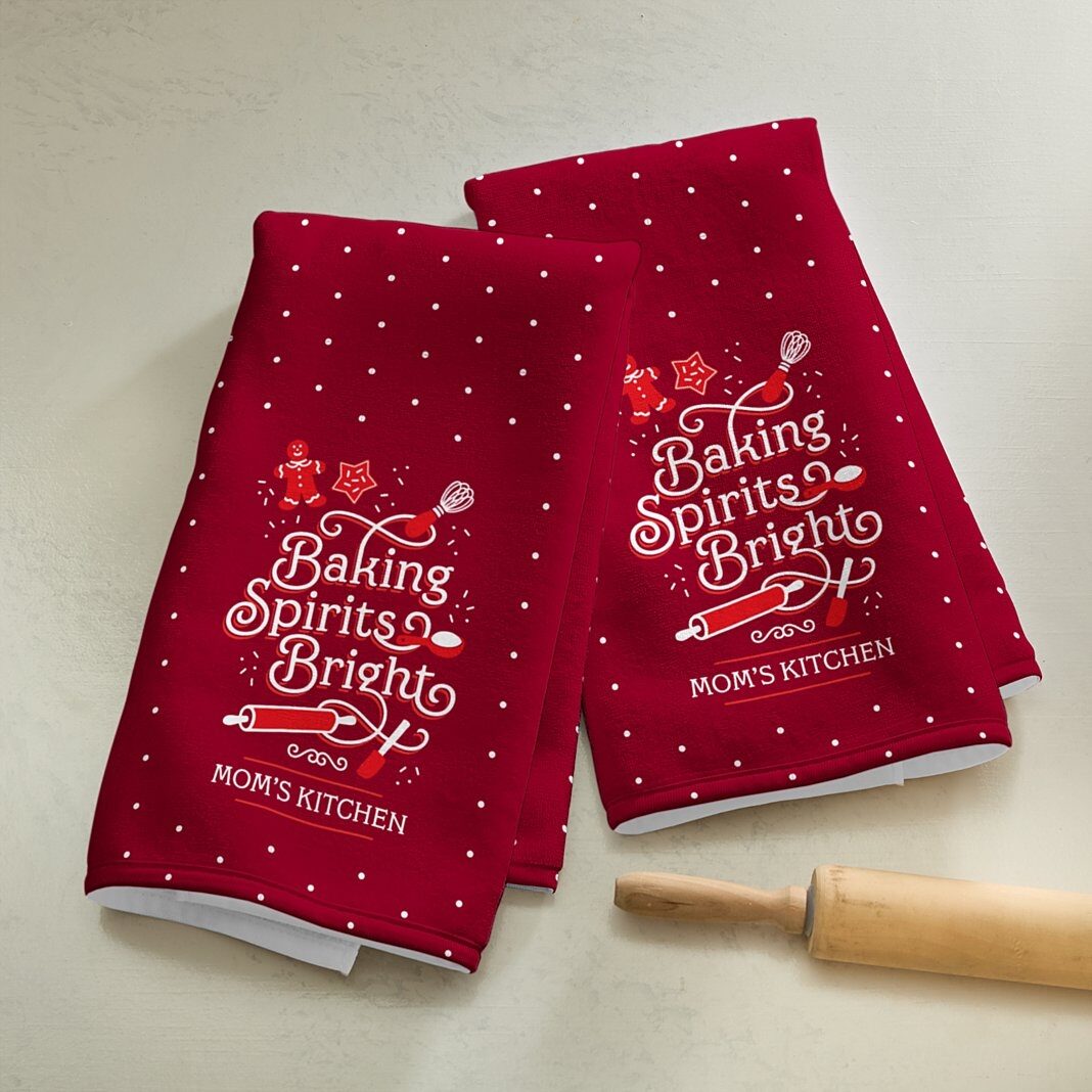 Toalla de cocina brillante con estampado de espíritus al hornear