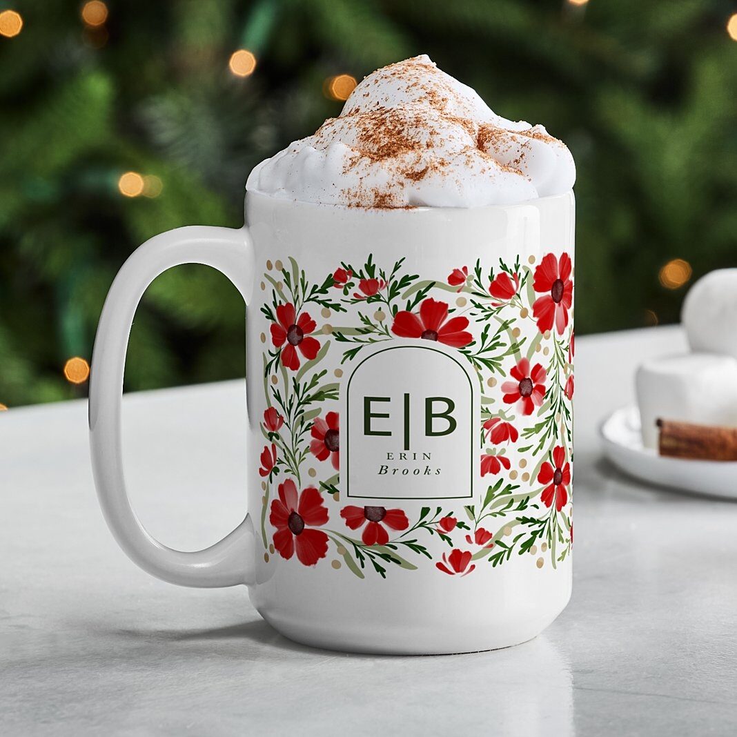 Taza con estampado floral de invierno