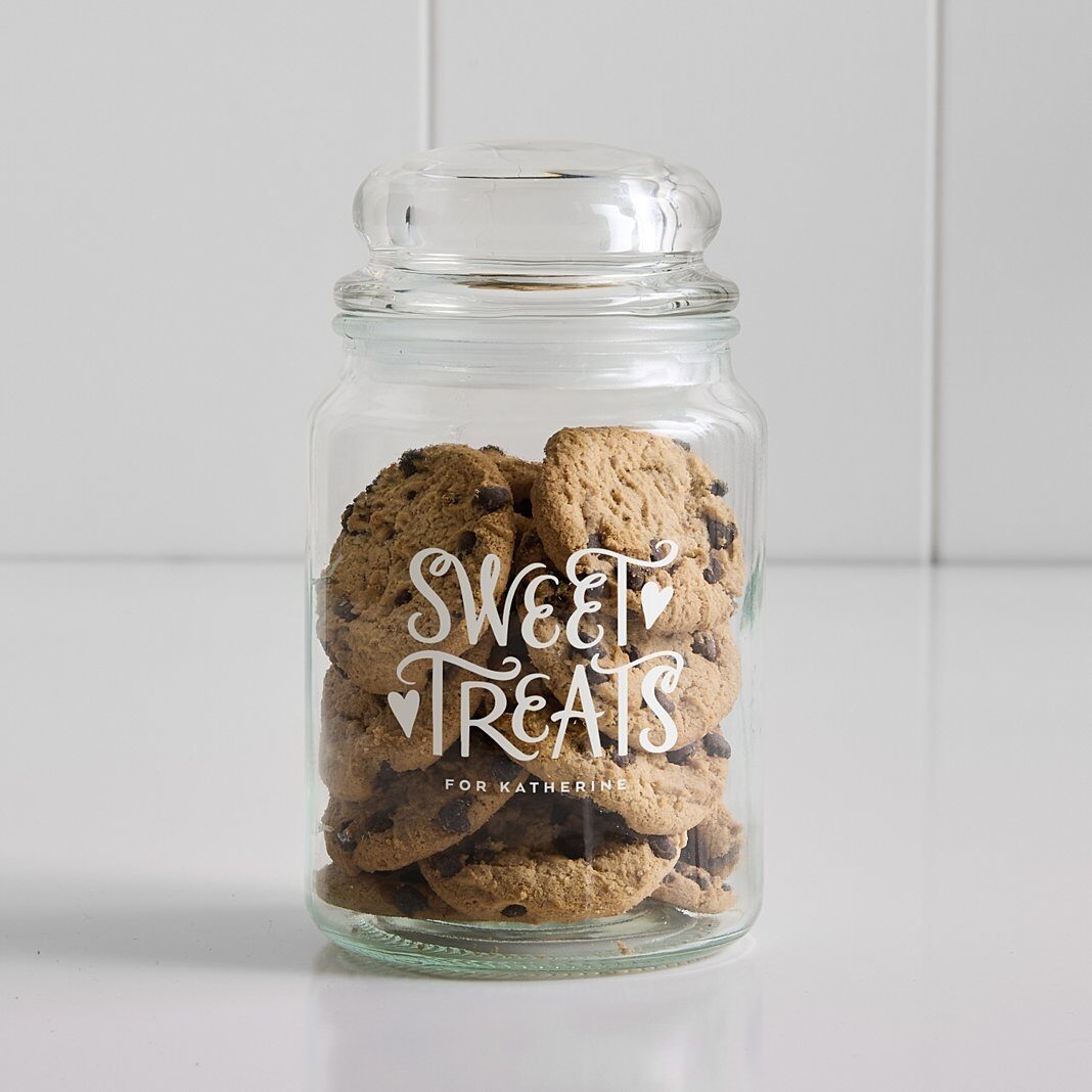 El amor es dulce. Frasco de cristal para dulces.