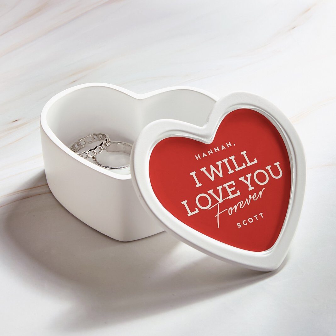 Caja de recuerdos con forma de corazón "Te amo para siempre"