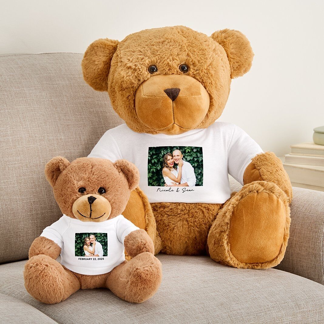 Camiseta con foto de osito de peluche y mensaje