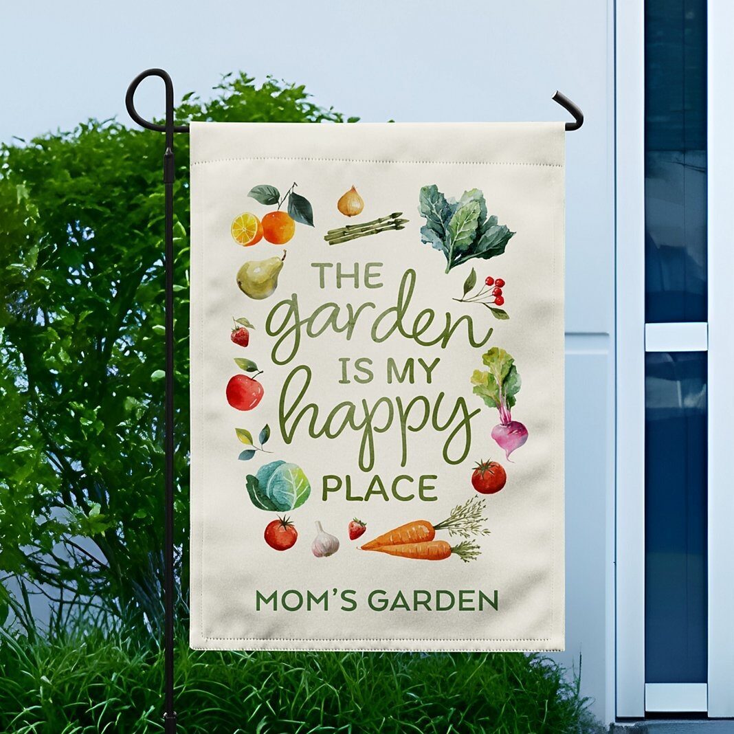 Bandera de jardín "El jardín es mi lugar feliz"