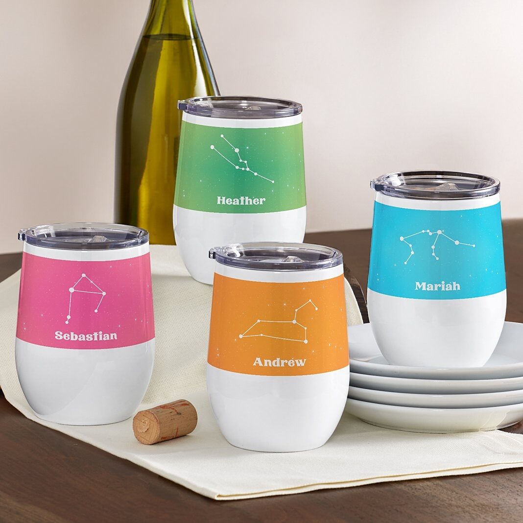 Vaso térmico para vino con diseño de estrellas del zodíaco