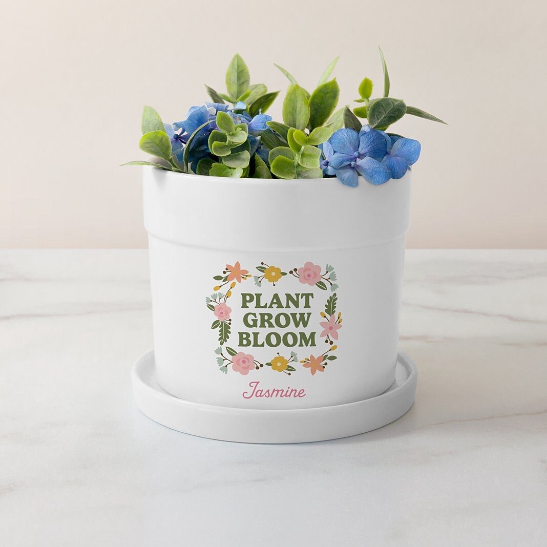 Maceta para el cultivo y floración de plantas con bandeja