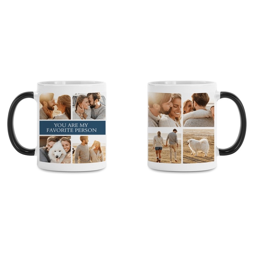 Taza con collage de fotos que cambia de color
