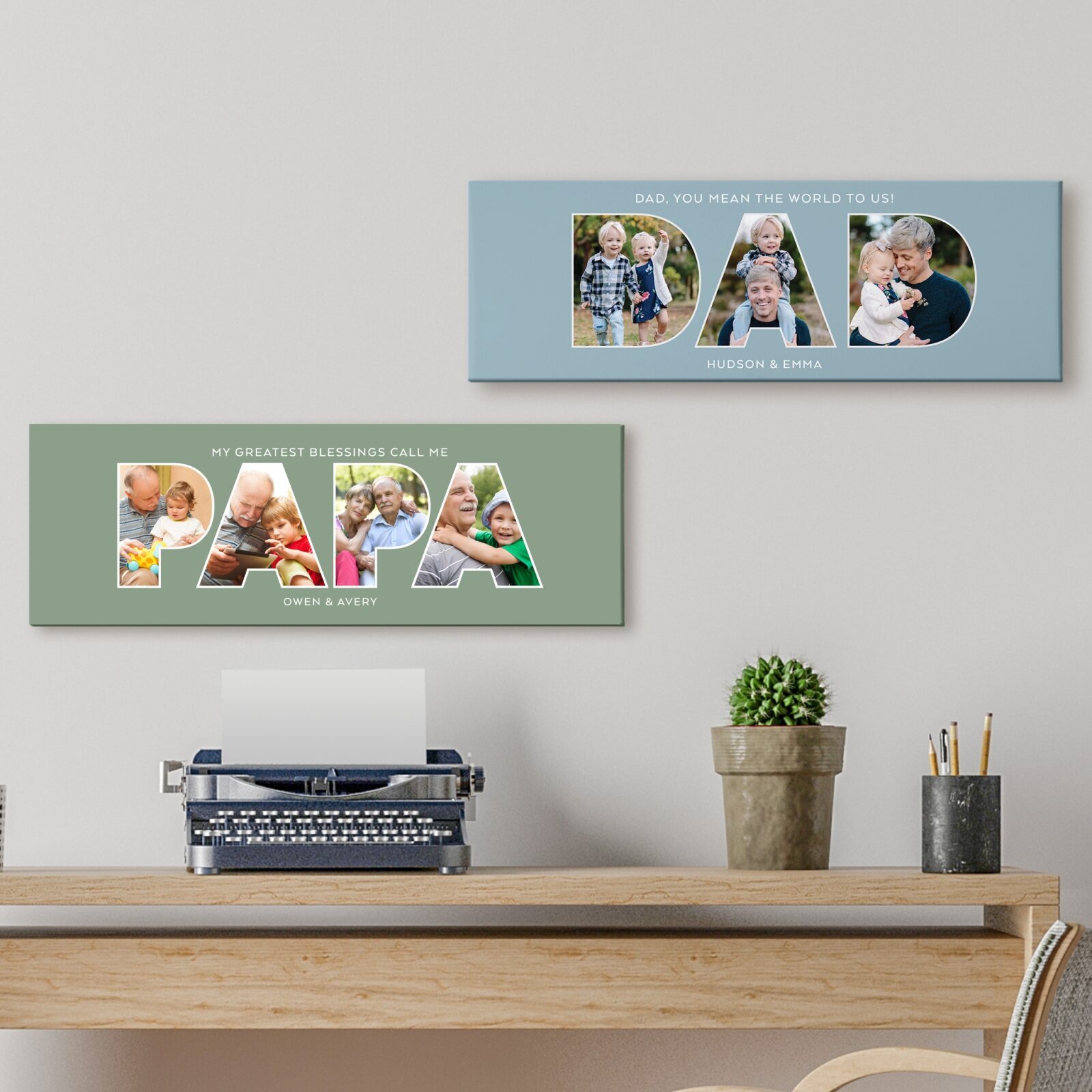 Lienzo fotográfico con tipografía para papá/papá