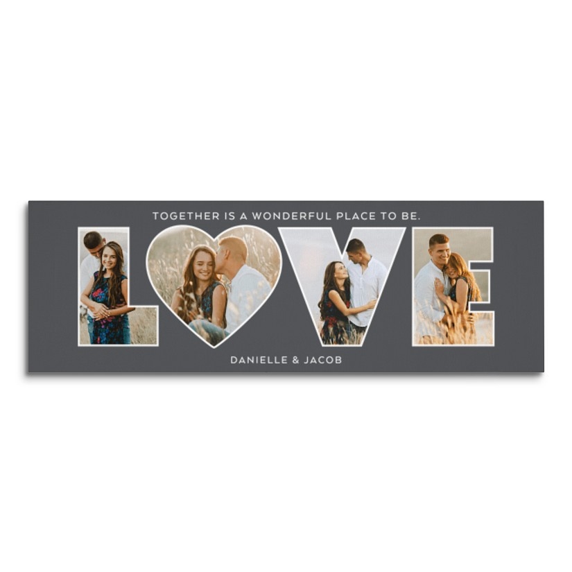 Lienzo fotográfico con tipografía de amor