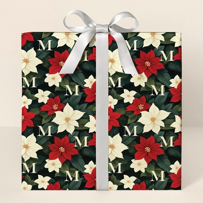Papel de regalo con bonitas flores de pascua