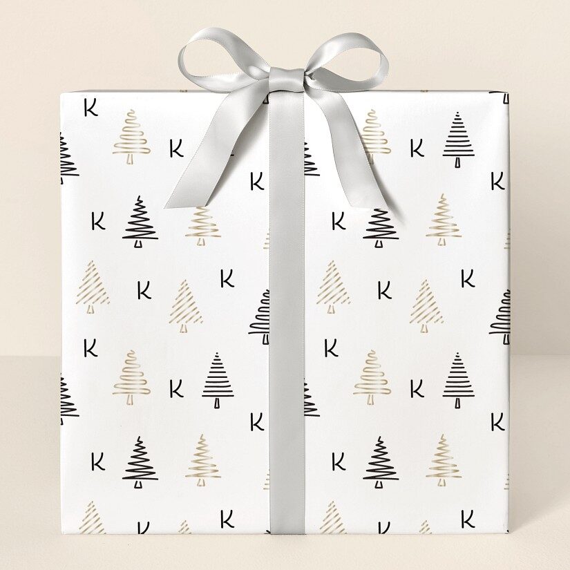 Papel de regalo moderno con diseño de árbol