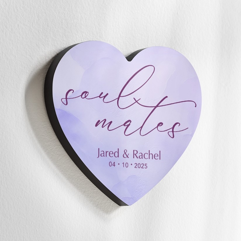 Letrero de pared de corazón de madera en tonos pastel para almas gemelas