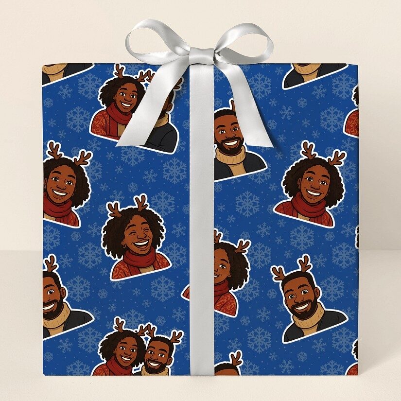 Papel de regalo con dibujos animados de renos