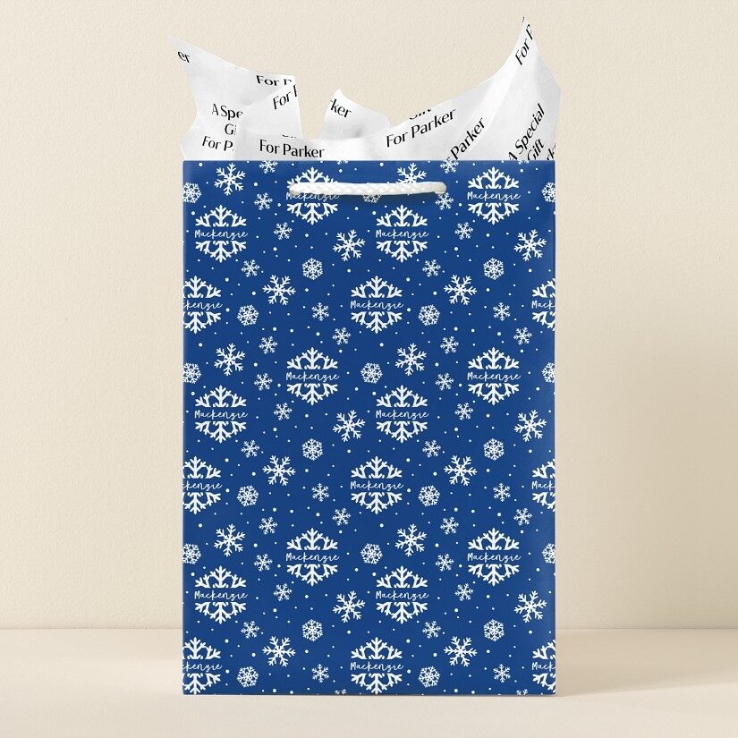 Elegante bolsa de regalo con diseño de copo de nieve