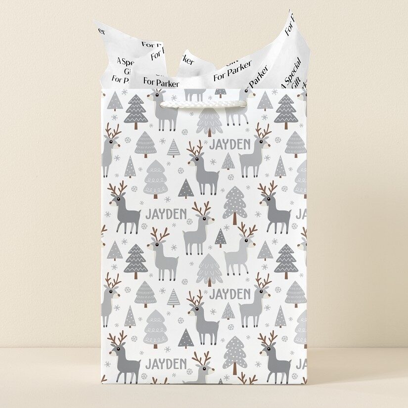 Bolsa de regalo de renos de invierno
