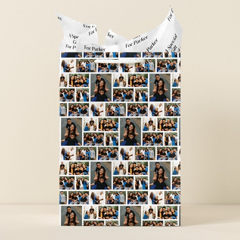Bonita bolsa de regalo con collage de fotos