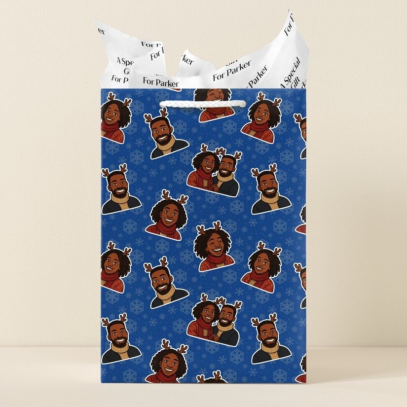 Bolsa de regalo con diseño de reno y dibujos animados
