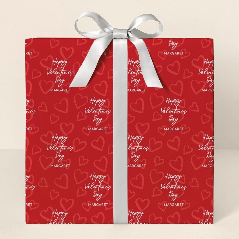 Papel de regalo con garabatos del corazón