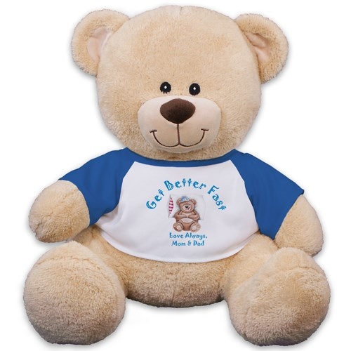 Oso de peluche personalizado "Mejórate pronto" - 28 cm (11 pulgadas)